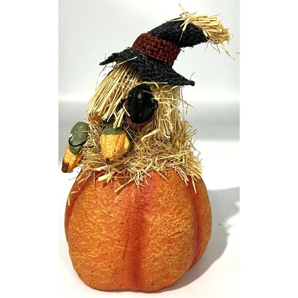 Scarecrow Pumpkin Figurine Eerie Alley Fall Halloween Thanksgiving Decor 6.5